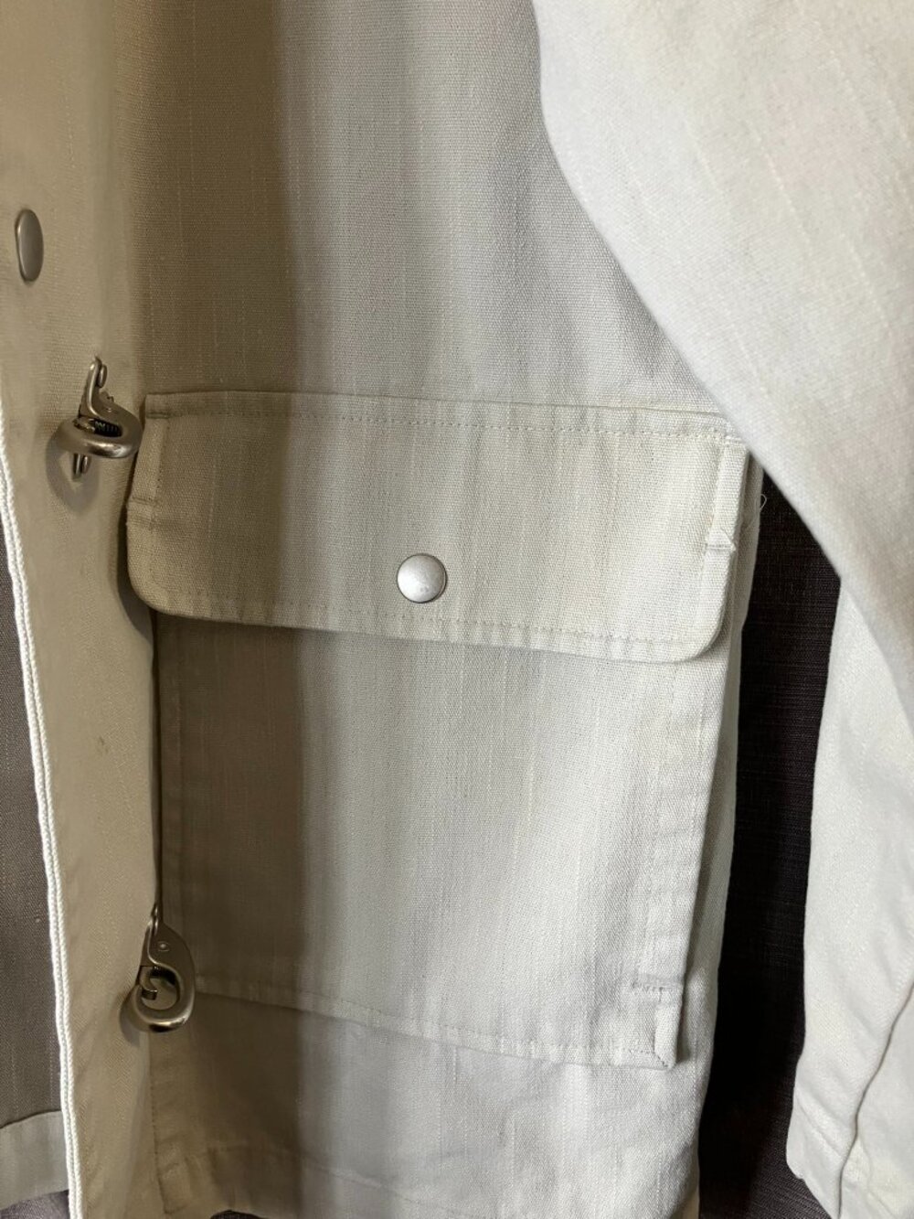 L.L.Bean Women's Small Off-White Utility Jacket | Nautical Hook Clasp Closure - Picture 5 of 13